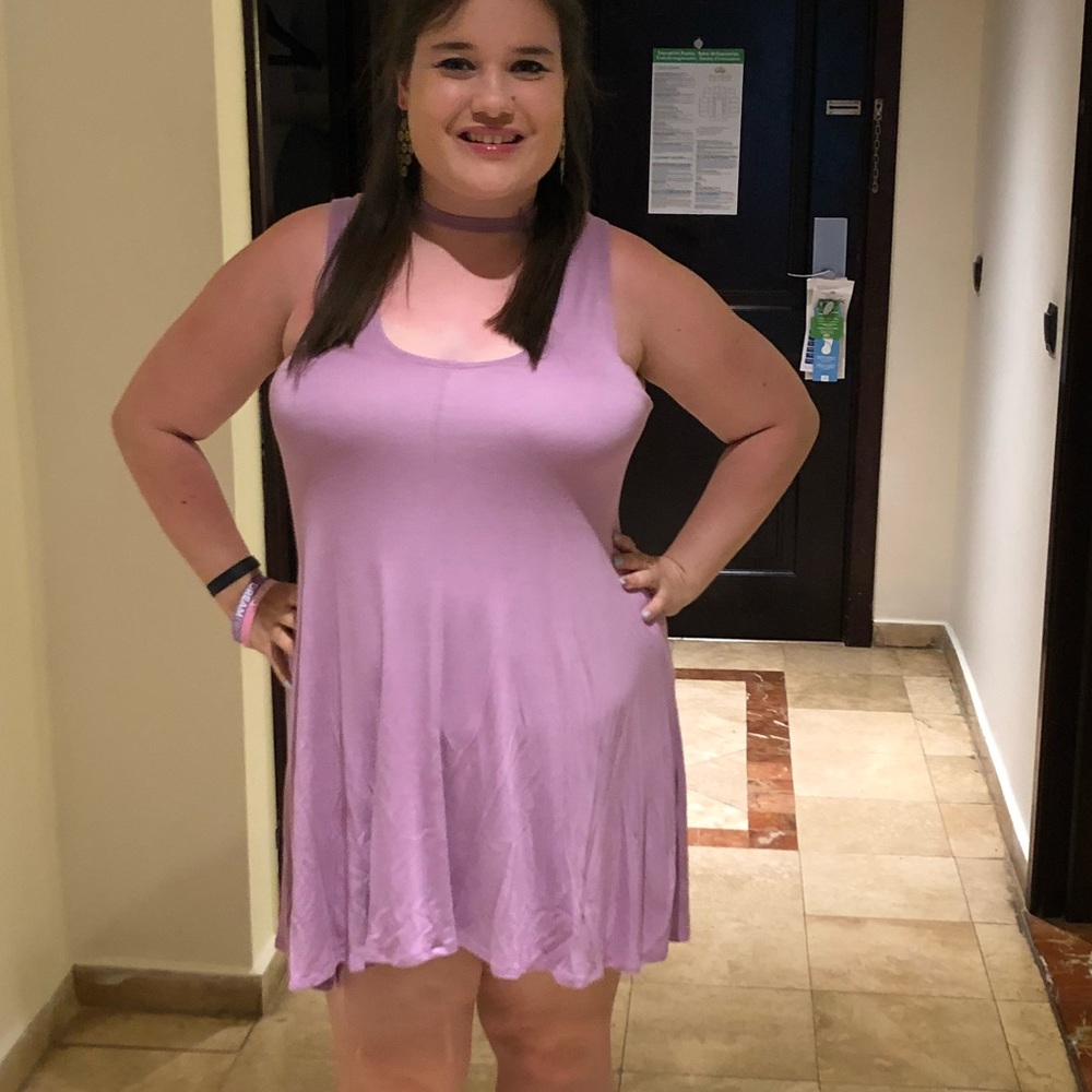 Mini purple dress that can be worn front or backwards